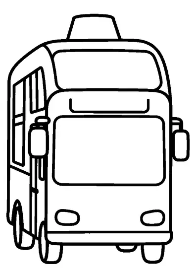 Un autobus urbano dal tetto largo con grandi finestrini, specchietti laterali e ampio parabrezza visto dal basso.