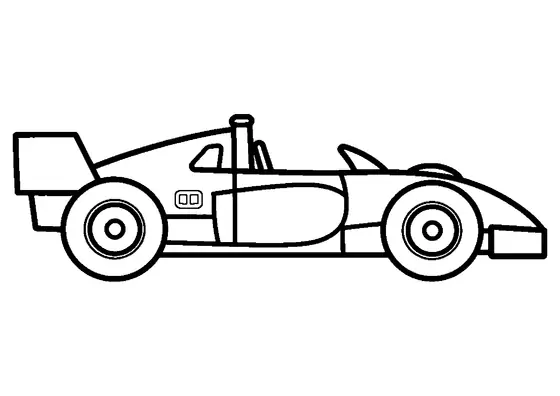 Una grande auto da corsa Formula vista di lato, con un lungo muso, l'abitacolo, gli alettoni e ruote ampie.