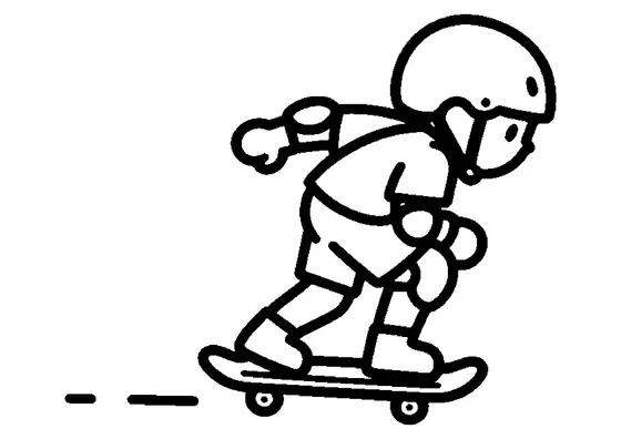 Un joven skater apoya el pie trasero en el suelo para frenar con seguridad.