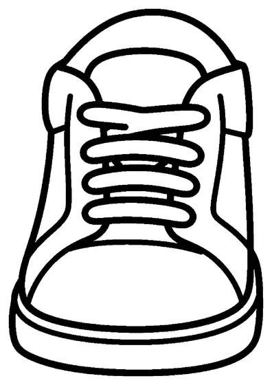 Una zapatilla de skate vista de frente, con puntera ancha, lengüeta gruesa y cordones grandes.