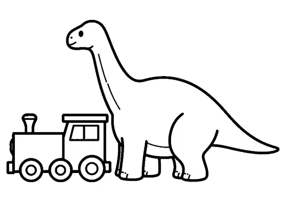 Um Amargasaurus conduz uma locomotiva elétrica angular.