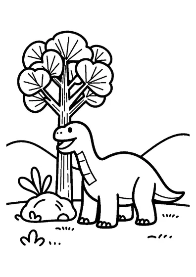 Un Camptosaurus come hojas bajo un alto árbol de ginkgo en un claro del bosque.