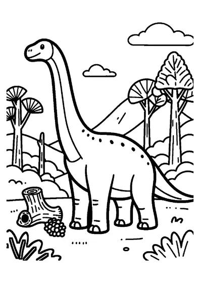 Un Mamenchisaurus cu gât foarte lung stă într-o pădure preistorică plină de arbori ginkgo.