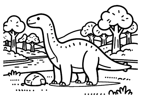 Un Shunosaurus con una porra ósea en el extremo de la cola camina por un claro del bosque.