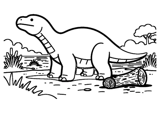 Un Tenontosaurus de cola muy larga permanece junto a un pantano repleto de equisetos.