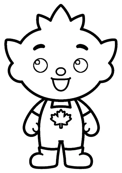 Un bambino vestito da giardiniere che tiene una grande foglia d'acero.