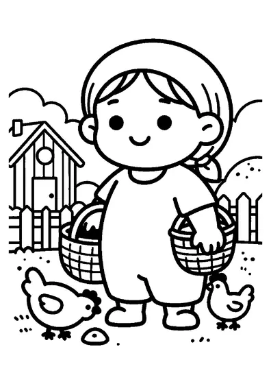 La abuela, con un pañuelo en la cabeza, echa grano a las gallinas junto al gallinero de madera.