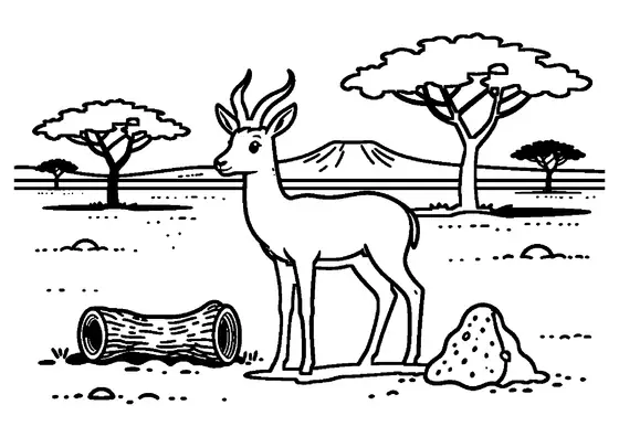 Gazelle élancée qui saute par-dessus un lit de rivière asséché sur la savane ensoleillée.