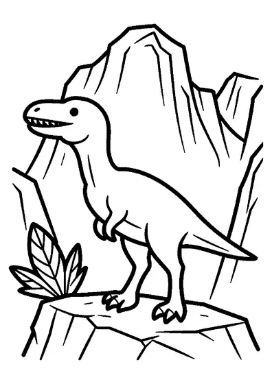 Ein Rhamphorhynchus sitzt auf einem Felsen, sein langer Schwanz hängt nach unten.
