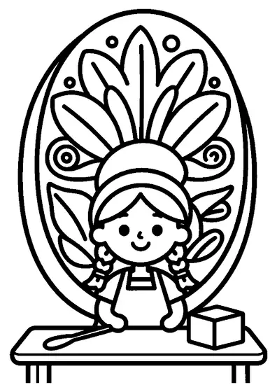 A soap maker decorates a large oval soap medallion with leaves, petals, and spiral motifs.