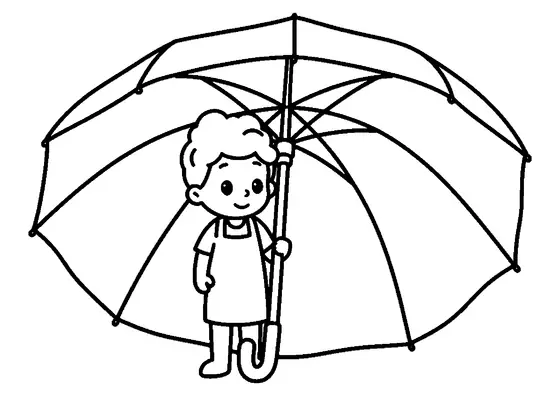 An umbrella maker works on a large open parasol decorated with petals, leaves, and broad segments.
