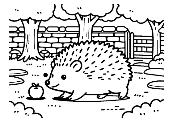 Ein Igel neben großen Bovisten auf der von einer Mauer umgebenen Terrasse eines alten Obstgartens.