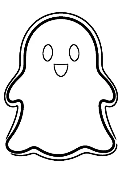 Um biscoito grande com forma ondulada de fantasma com uma cara simples de glacê.