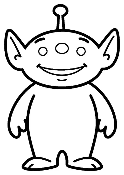 Un bambino in costume da alieno con morbide antenne e maniche larghe.