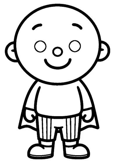 Un vampiro sorridente che indossa pantaloni a strisce e scarpe larghe.