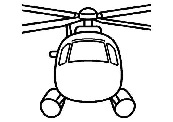 Helicóptero con grandes flotadores y una cabina ancha visto de frente.
