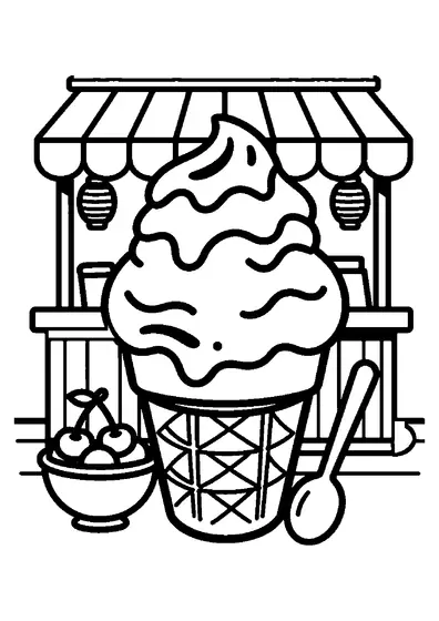 Drei Kugeln Eis in einer Waffeltüte, die in einem Gefäß auf der Theke einer Eisdiele stehen