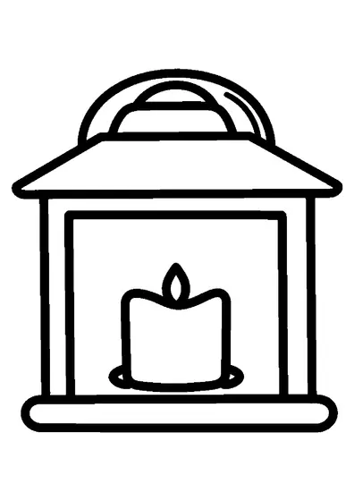 Luminária simples com uma cobertura grande, uma pega e uma vela visível.