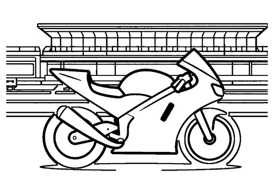 Ein Rennmotorrad steht neben einem Montageständer und einer großen Werkzeugkiste in der Boxengasse.