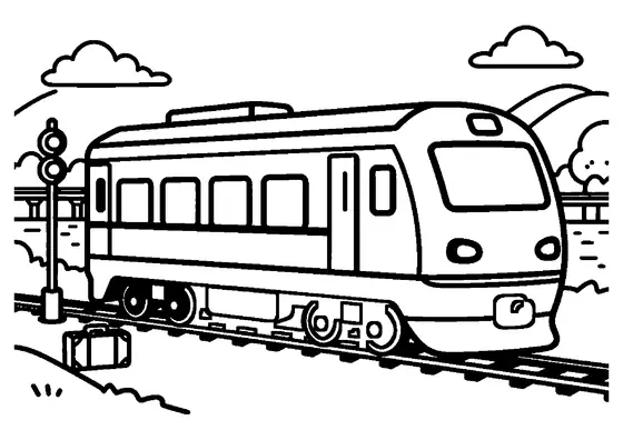 Ein moderner Expresszug fährt über eine Eisenbahnbrücke über dem Fluss.