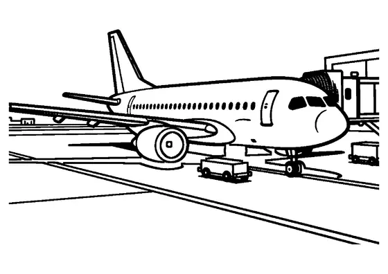 Un grand avion de ligne relié à une passerelle d’embarquement à l’aéroport.