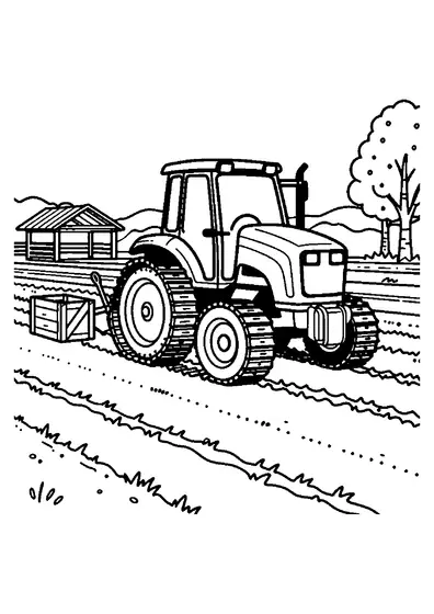 Leistungsstarker Raupentraktor, der nach der Ernte einen mehrscharigen Drehpflug über das Feld zieht.