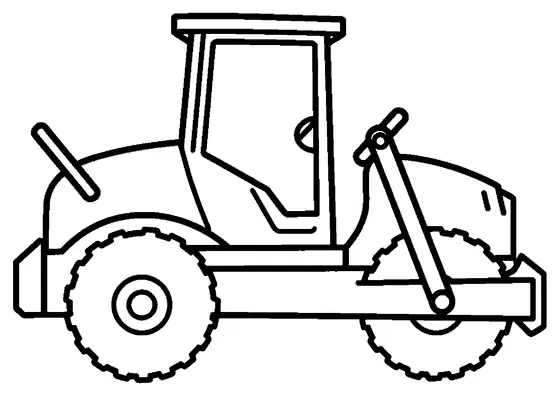 Profilo laterale di un rullo compattatore per trincee con tamburi e cofano motore.