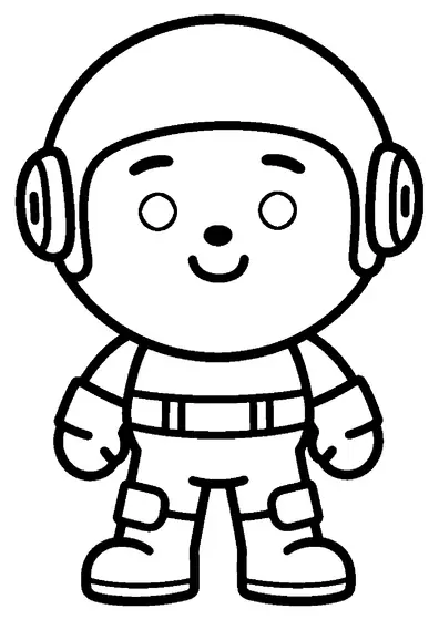 Um técnico num fato espacial está de pé junto de um grande módulo hexagonal sem inscrições.
