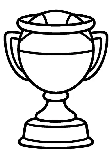 Un trofeo de baloncesto bajo, con asas grandes y una base robusta.