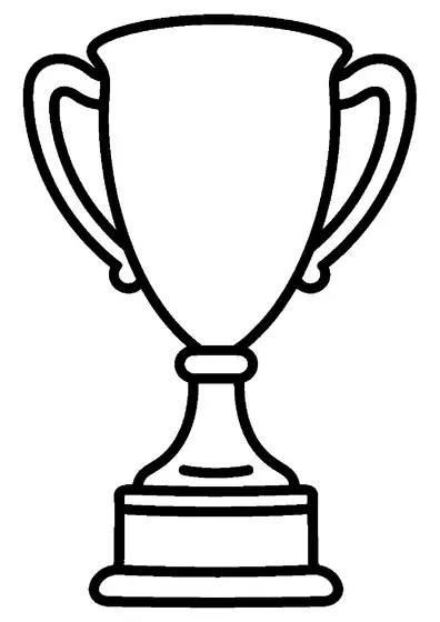 Un trofeo alto con copa redonda y una base ancha.