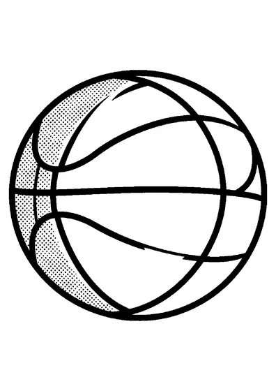 Uma bola de futebol de borracha para jogar basquete, vista em diagonal.