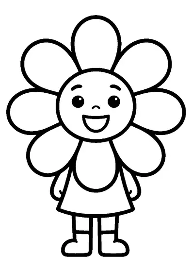 Un'amica sorridente in piedi mentre tiene una grande margherita.