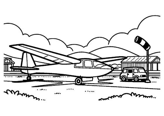 Ein leichtes Sportsegelflugzeug steht auf der Startbahn eines Grasflugplatzes.