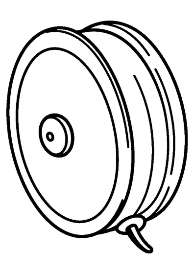 Grand yo-yo en bois avec sa ficelle bien visible.