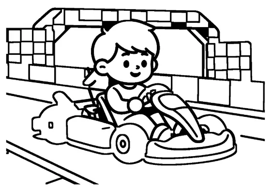 Un kart de course à châssis bas et le casque du pilote sont placés dans la voie des stands.