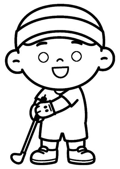 Giovane giocatore di golf sorridente che impugna una mazza sul campo.