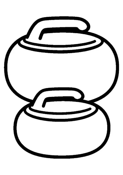 A large curling stone with a round body and top handle.