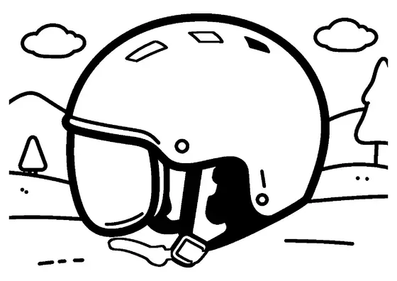 Large ski helmet with ventilation holes and a chin strap.