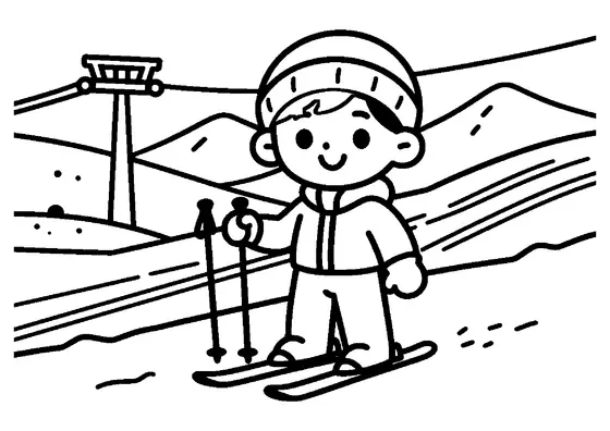 Un niño con ropa de invierno y bastones de esquí en una ladera montañosa cubierta de nieve.