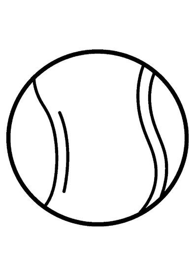 Una grande pallina da tennis vista dall'alto con la sua caratteristica scanalatura curva.
