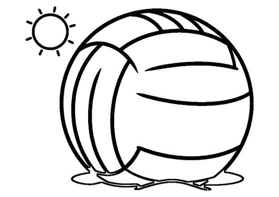Grande bola de voleibol com painéis curvados deitada na areia.