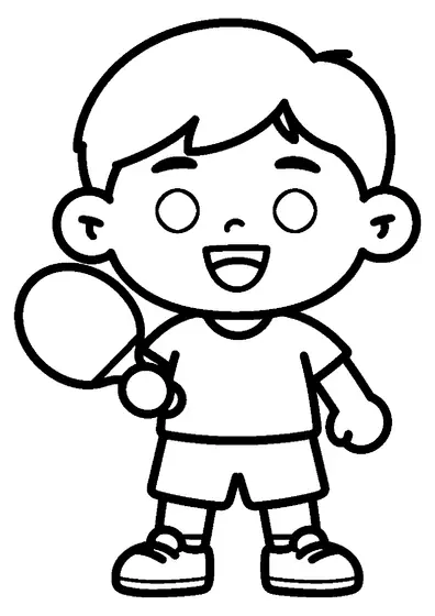 Un giovane giocatore di tennistavolo in piedi mentre impugna una racchetta da ping pong.