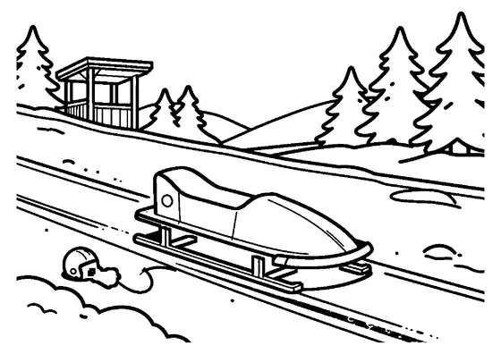 Un trineo de carreras con patines metálicos situado sobre una pista cubierta de nieve.