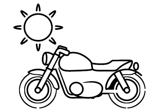 Vista laterale di una moto bobber con un grande pneumatico posteriore sotto un sole splendente.