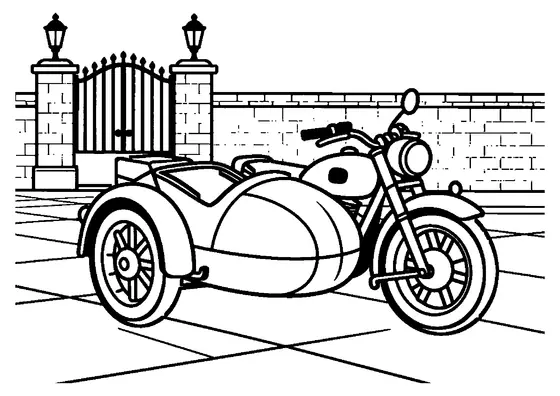 A vintage military motorcycle with a sidecar parked outside an open-air museum.