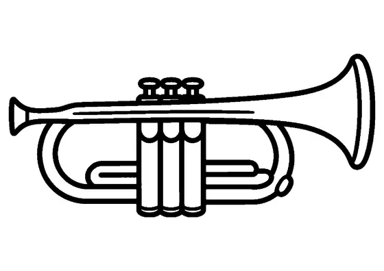 A cornet with a short body, valves, mouthpiece, and rounded bell.