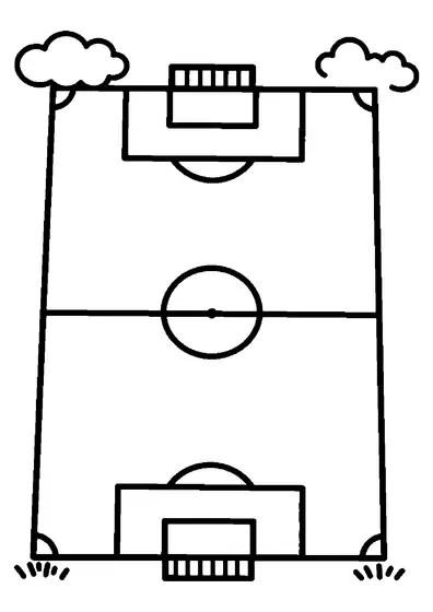 Simples campo de futebol da escola com uma grande baliza no final.