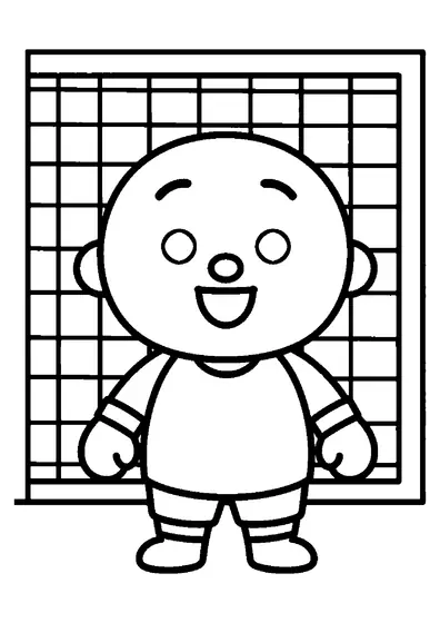 Un niño sonriente está de pie, de frente, con guantes de portero.