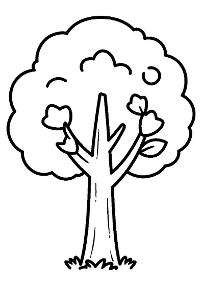 A small spring tree with a thick trunk and large buds.