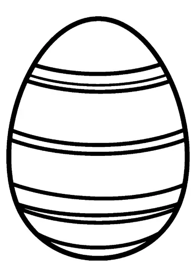 A giant Easter egg decorated with wide horizontal stripes.
